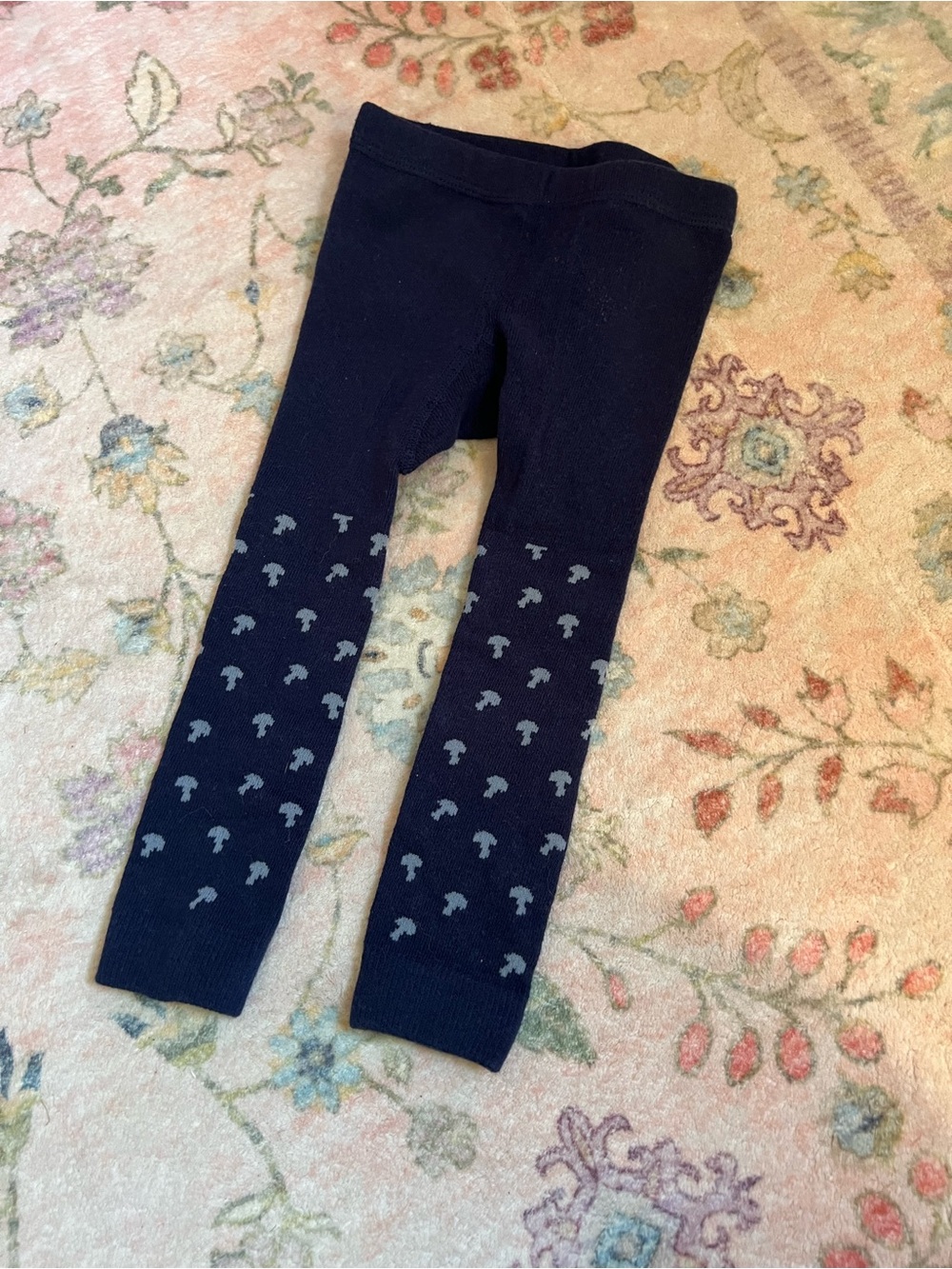 kate quinn Navy Leggings with Light Gray Mushroom Accents